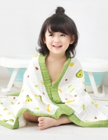 110*110CM Baby Bath Towel Muslin Cotton 6 Layered Swaddle Wrap Blanket Cartoon Print Newborn Soft Gauze Stroller Cover Blanket