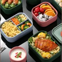 1PC Food Grade Silicone Bento Boxes With Partition Lunch Container Leak-Proof Food Storage BPA-Free Support Dishwasher&Microwave
