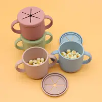 1PC Baby Silicone Snack Cup Portable Snack Cup with Easy-Grip Handle - Soft Food-Grade Silicone for Fun, Spill-Resistant Outdoor
