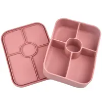 Food Grade Silicone 5-Grid Lunch Box and bento Box Can Enter Microwave&Freezer Lunch And Snack With Lid For School Work Travel